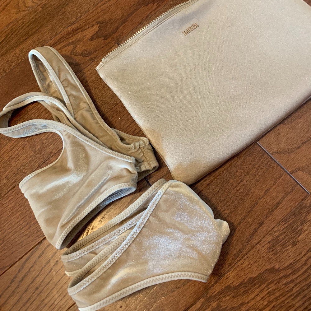 Champagne Velvet Triangl Bikini